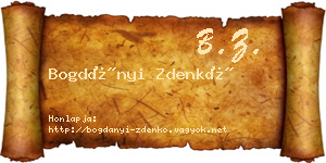 Bogdányi Zdenkó névjegykártya